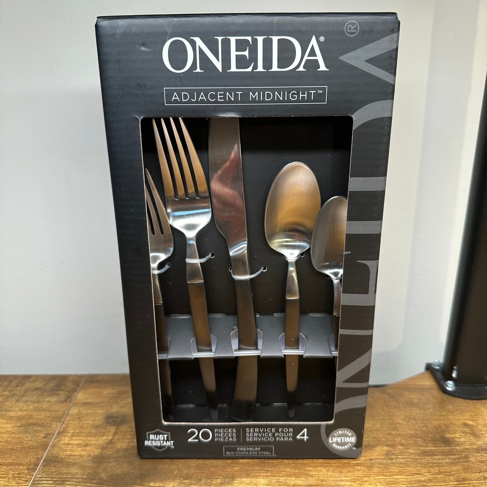 Oneida Adjacent Midnight 20 Piece Flatware Set Service for 4 B1010020AL20 NEW